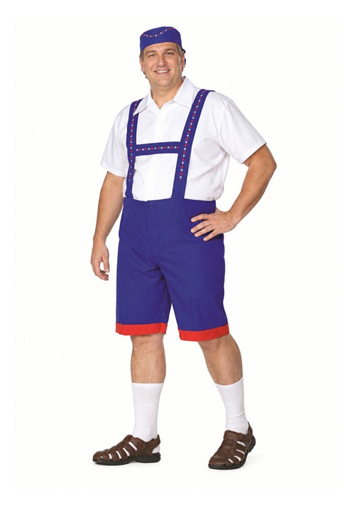 Plus Size Ned Nederlander Blue Lederhosen Costume for Men up