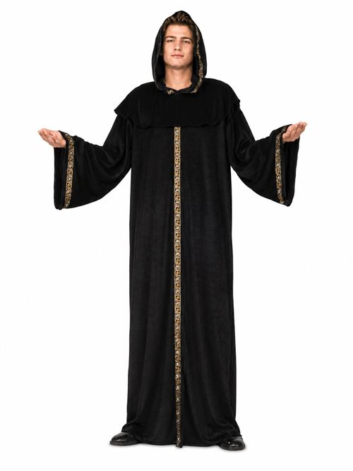 Mens Medieval Black Monk Robe Costume