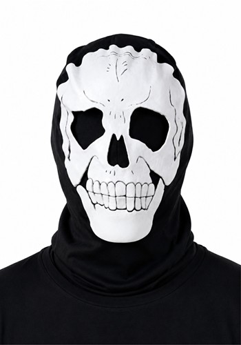 Adult White Skull Pullover Hood Accessory