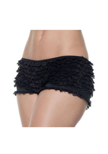 Plus Size Black Ruffle Boy Shorts