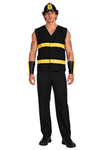 Mens Black Fire Fighter Uniform Costume