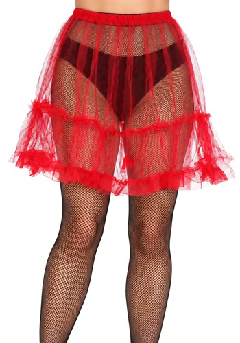 Womens Red Petticoat with Lace trim