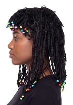 Adult Braided Black Costume Wig with Beads Alt 2