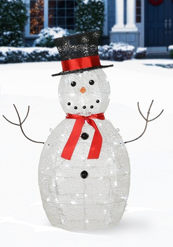 White Light Up Sisal Snowman Decoration