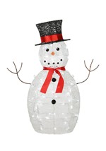 36" White Light-up Sisal Snowman Decoration Alt 1