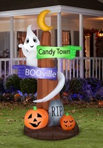 Ghost Wrapped Sign Post Inflatable Decoration