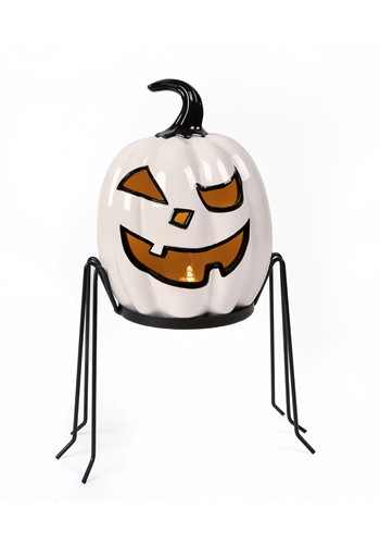 Ghost Pumpkin with Metal Holder Decoration