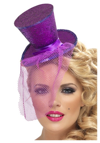 Fever Purple Glitter Mini Top Hat	