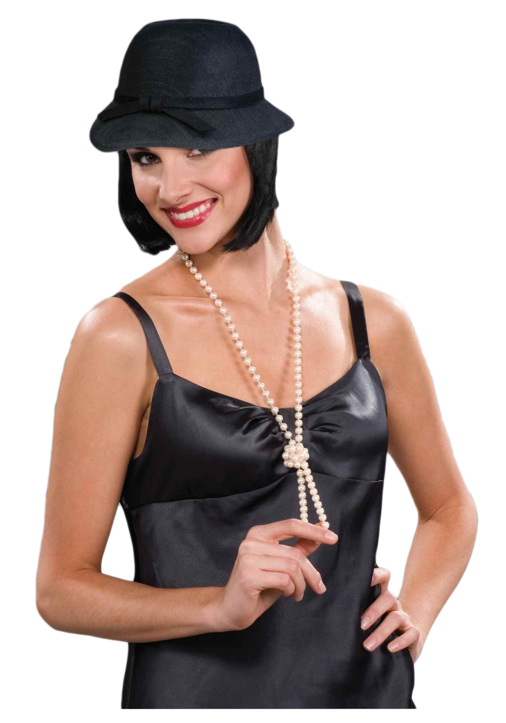 Black Flapper Fancy Dress Costume Hat