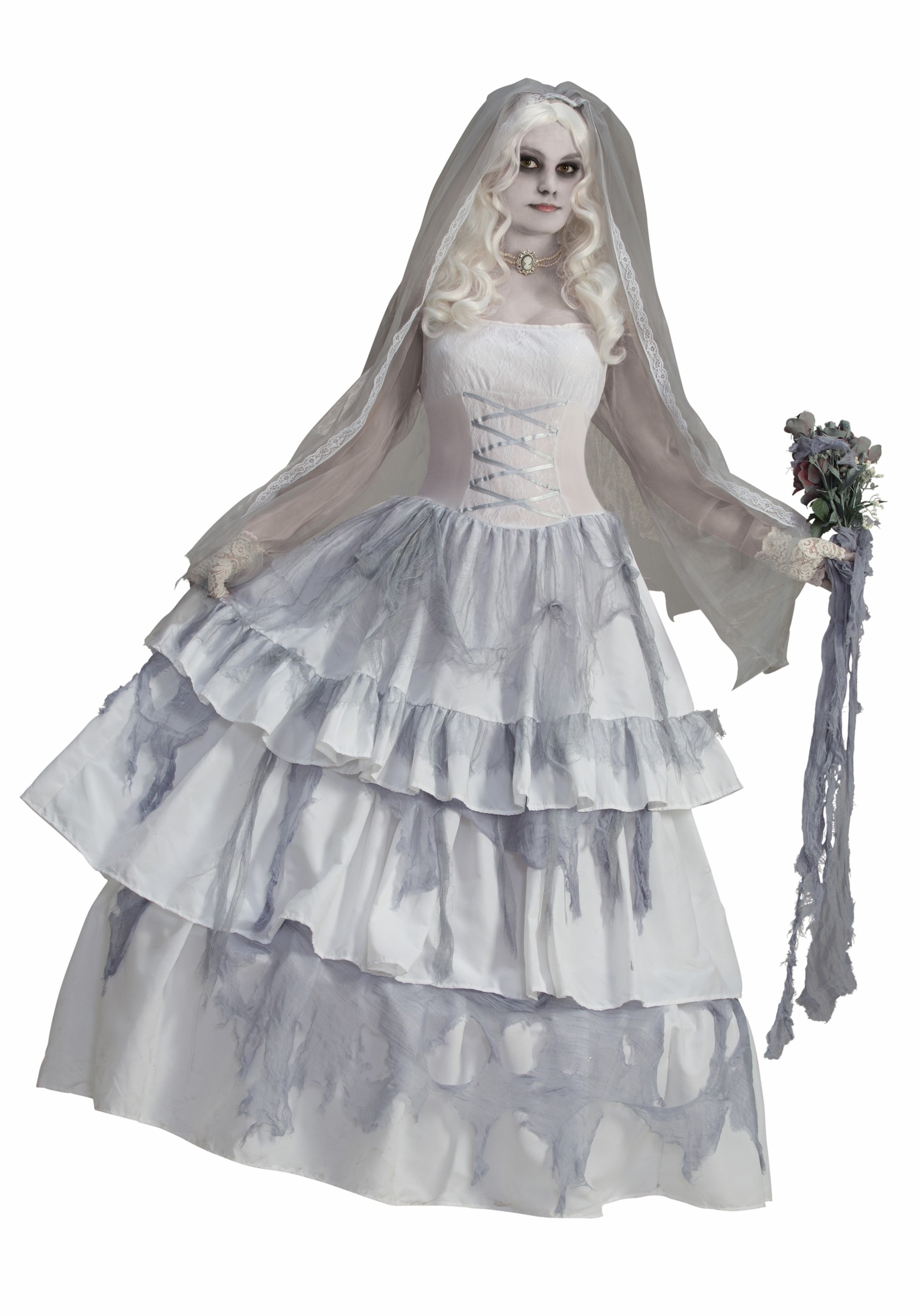 Victorian Ghost Bride Fancy Dress Costume