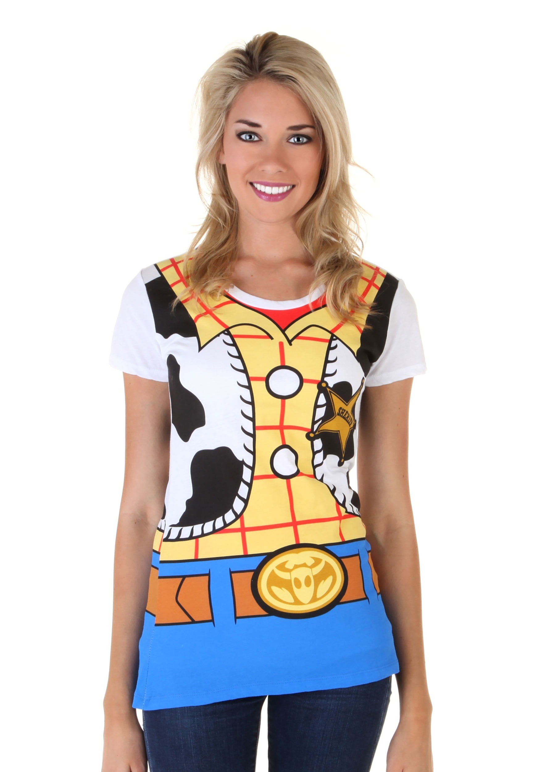 Womens Toy Story I Am Woody Fancy Dress Costume T-Shirt