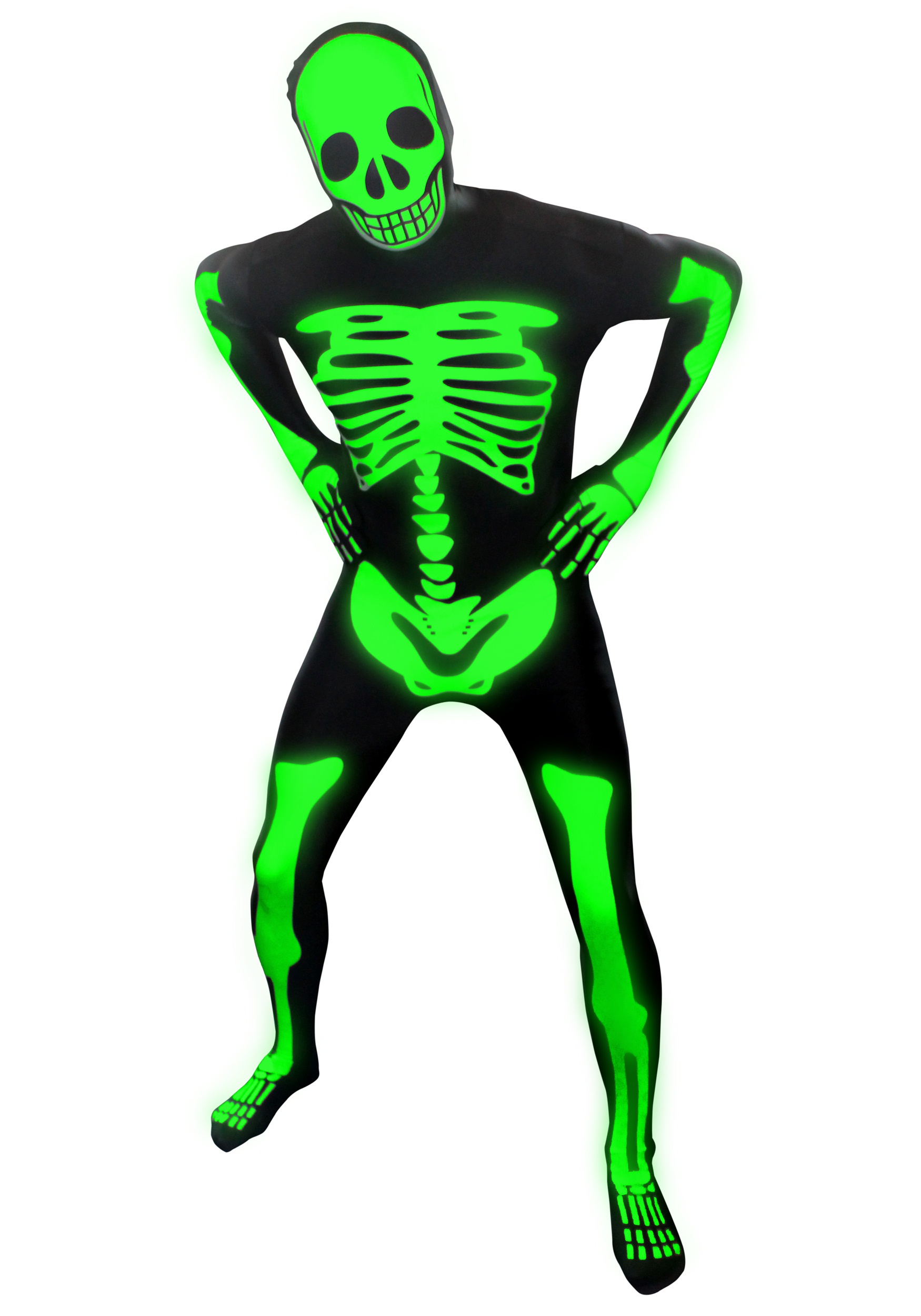 Mens Glow Skeleton Morphsuit Fancy Dress Costume