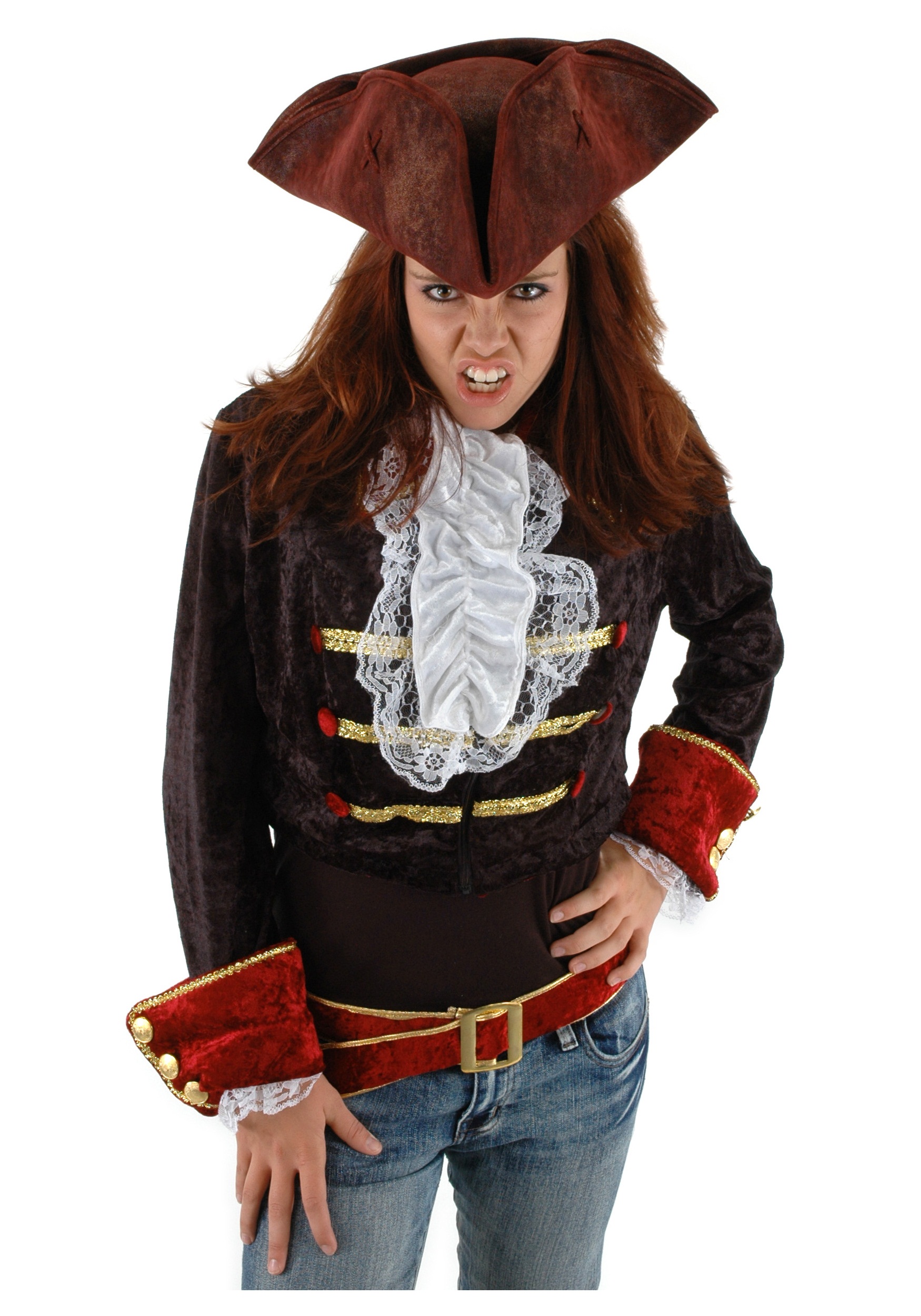 Scallywag Blood Red Adult Fancy Dress Costume Hat