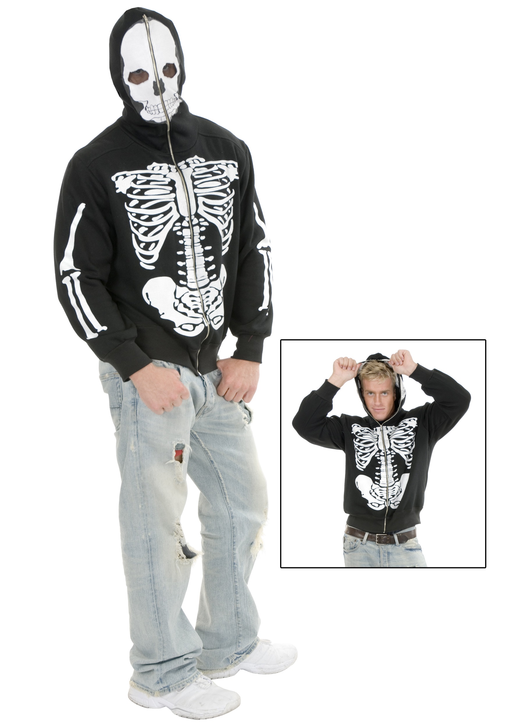 skeleton zip up hoodie