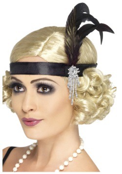 Jeweled Black Flapper Headband