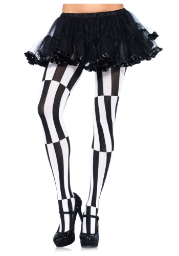 Women's White Cross Banded Gothic Tights
