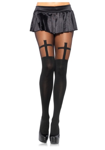 Women's Black Fishnet Stockings with Solid Panty