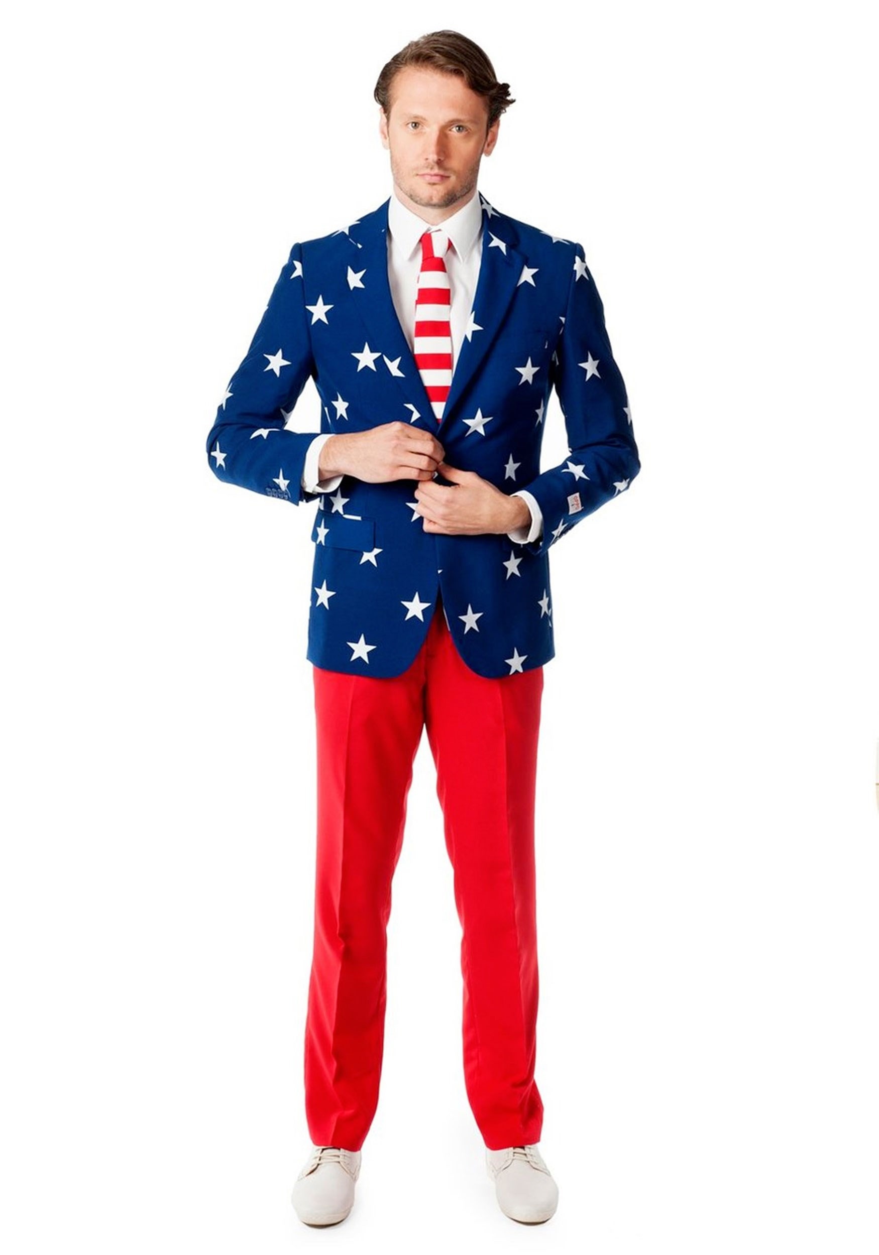 Men's OppoSuits Stars And Stripes Fancy Dress Costume Suit