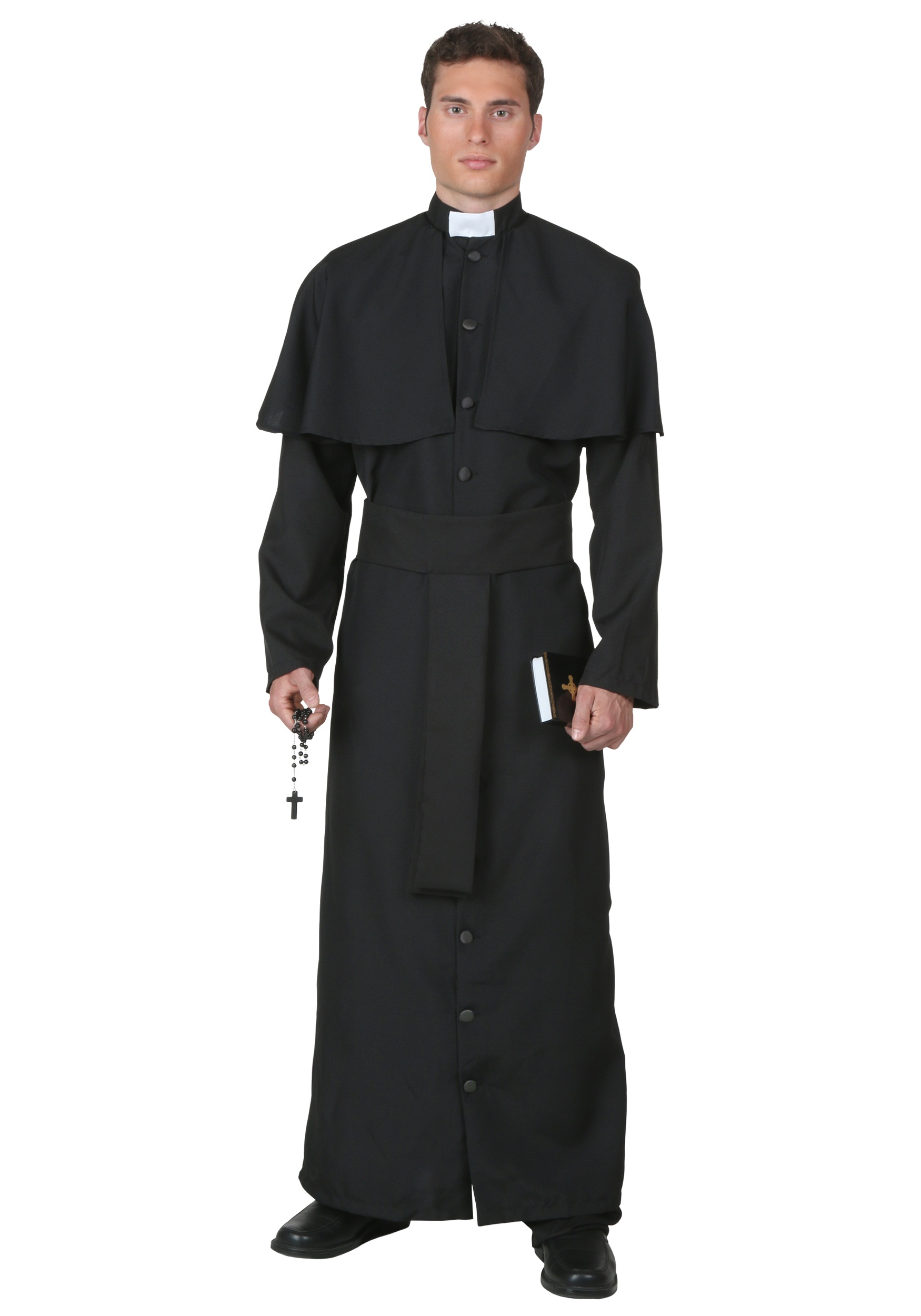 Plus Size Deluxe Priest Men's Fancy Dress Costume