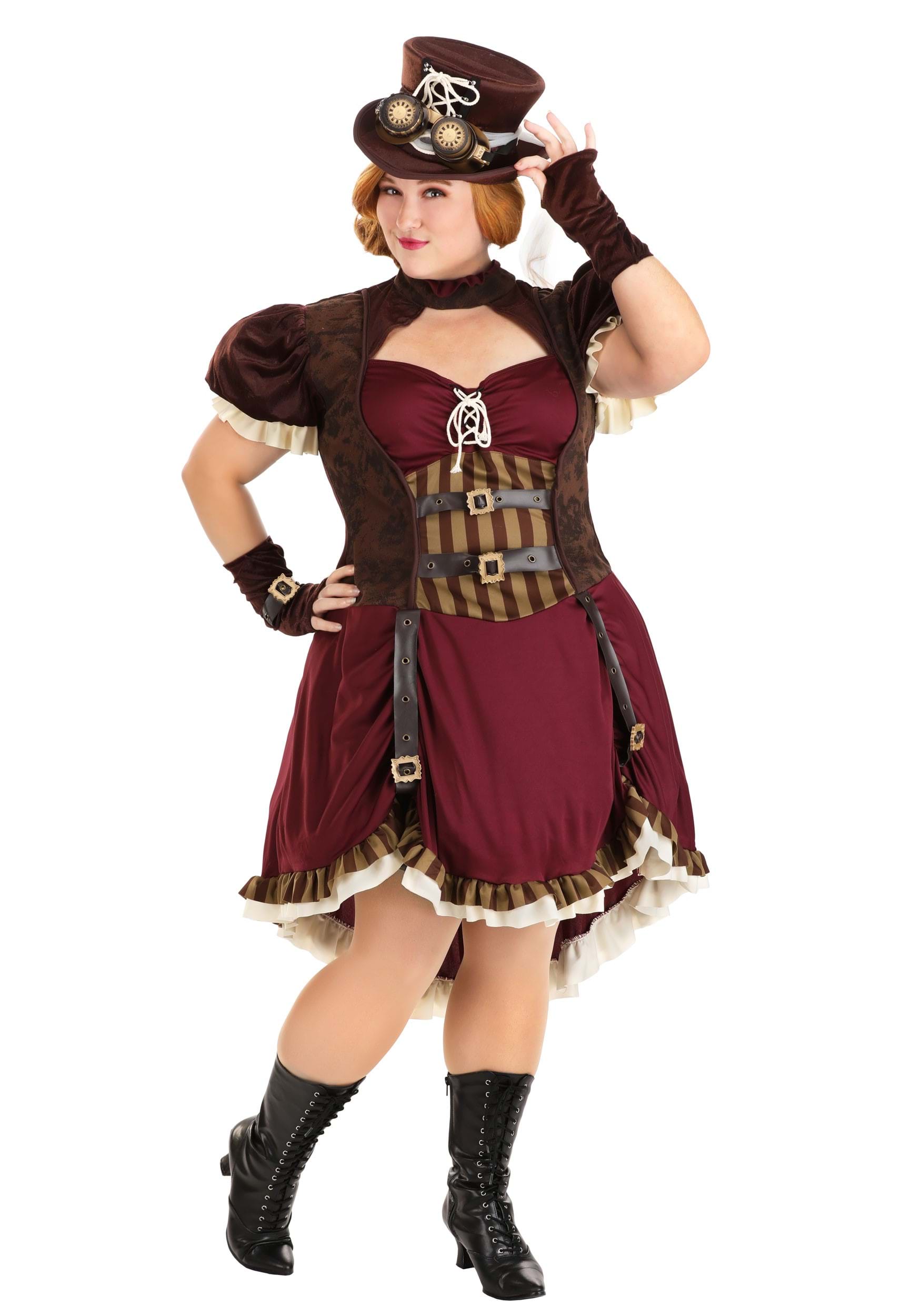 Plus Size Steampunk Lady Fancy Dress Costume 1X 2X 3X