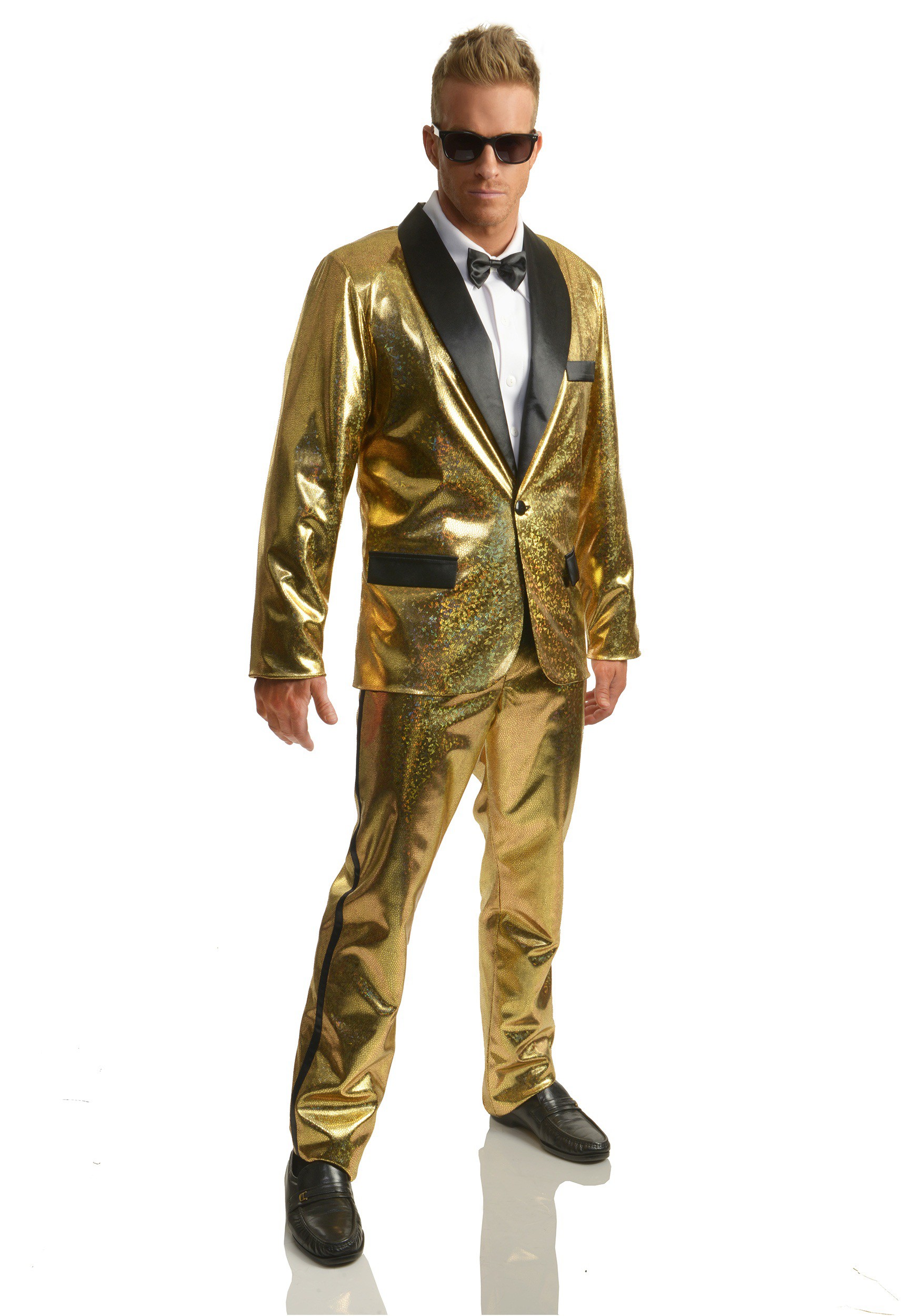 Men's Gold Disco Ball Tuxedo Fancy Dress Costume