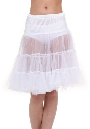 Adult White Knee Length Crinoline