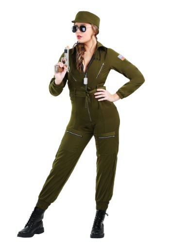 Plus Size Women's Army Flightsuit Costume