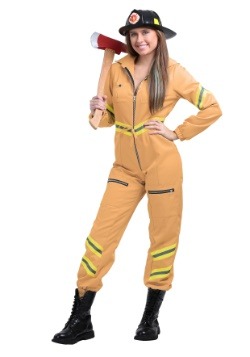 Womens Plus Tan Firefighter Jumpsuit