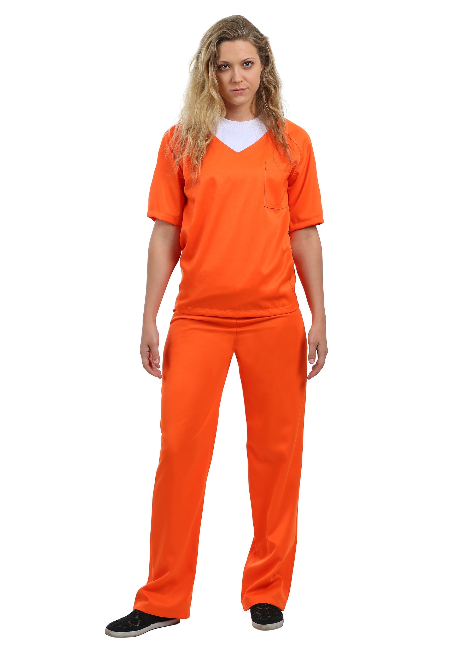 Women's Orange Prisoner Fancy Dress Costume