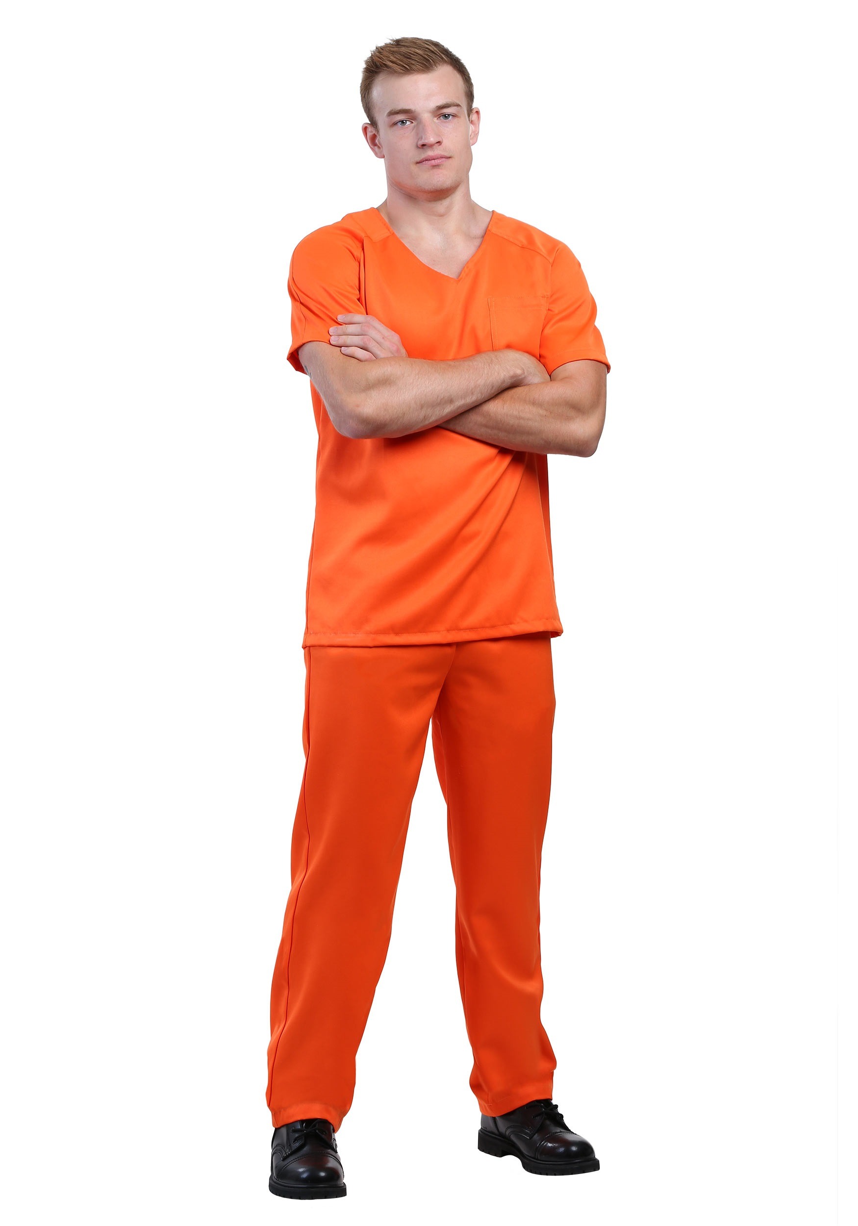 Men's Orange Prisoner Fancy Dress Costume