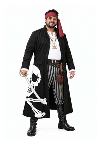 Plus Size Pirate Flag Captain Mens Costume New Main