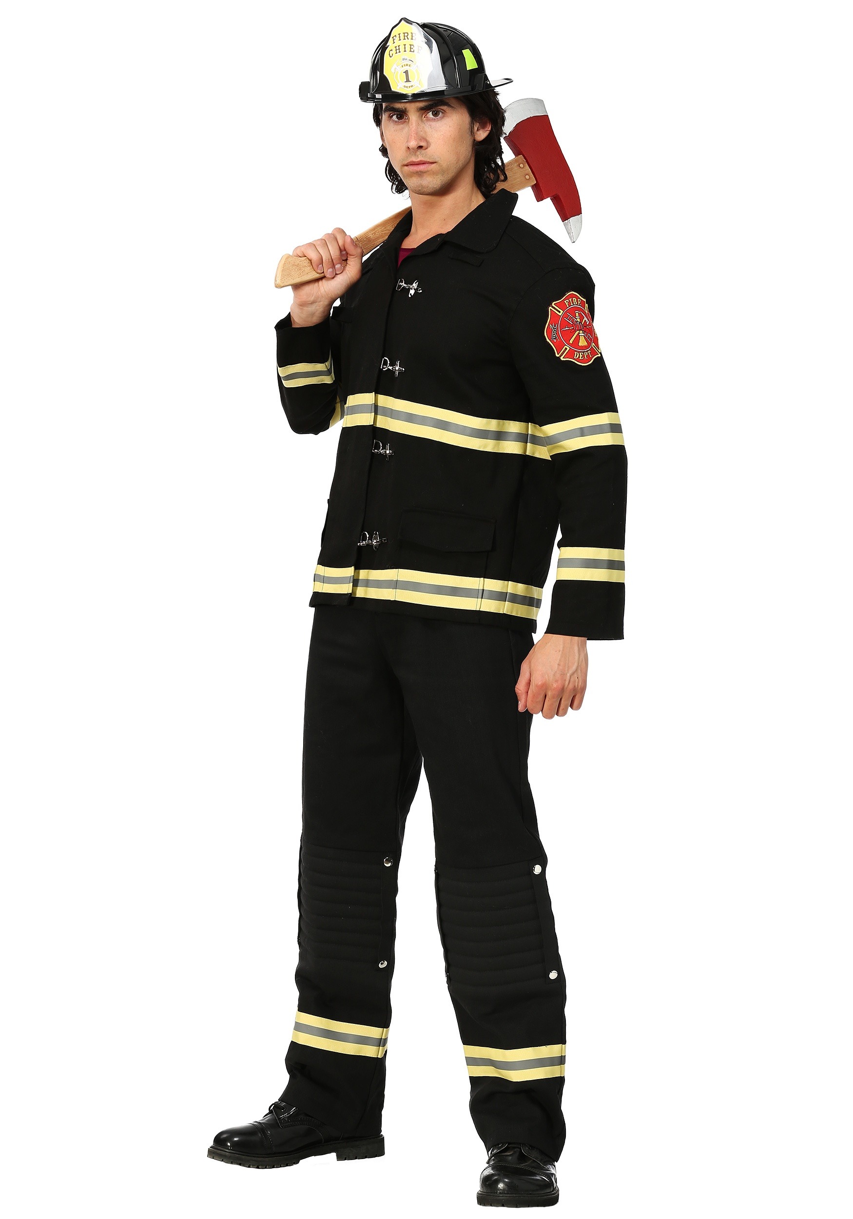 Black Uniform Firefighter Costume for Men