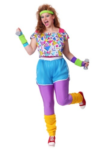 Women's Plus Size Work It Out 80's Costume