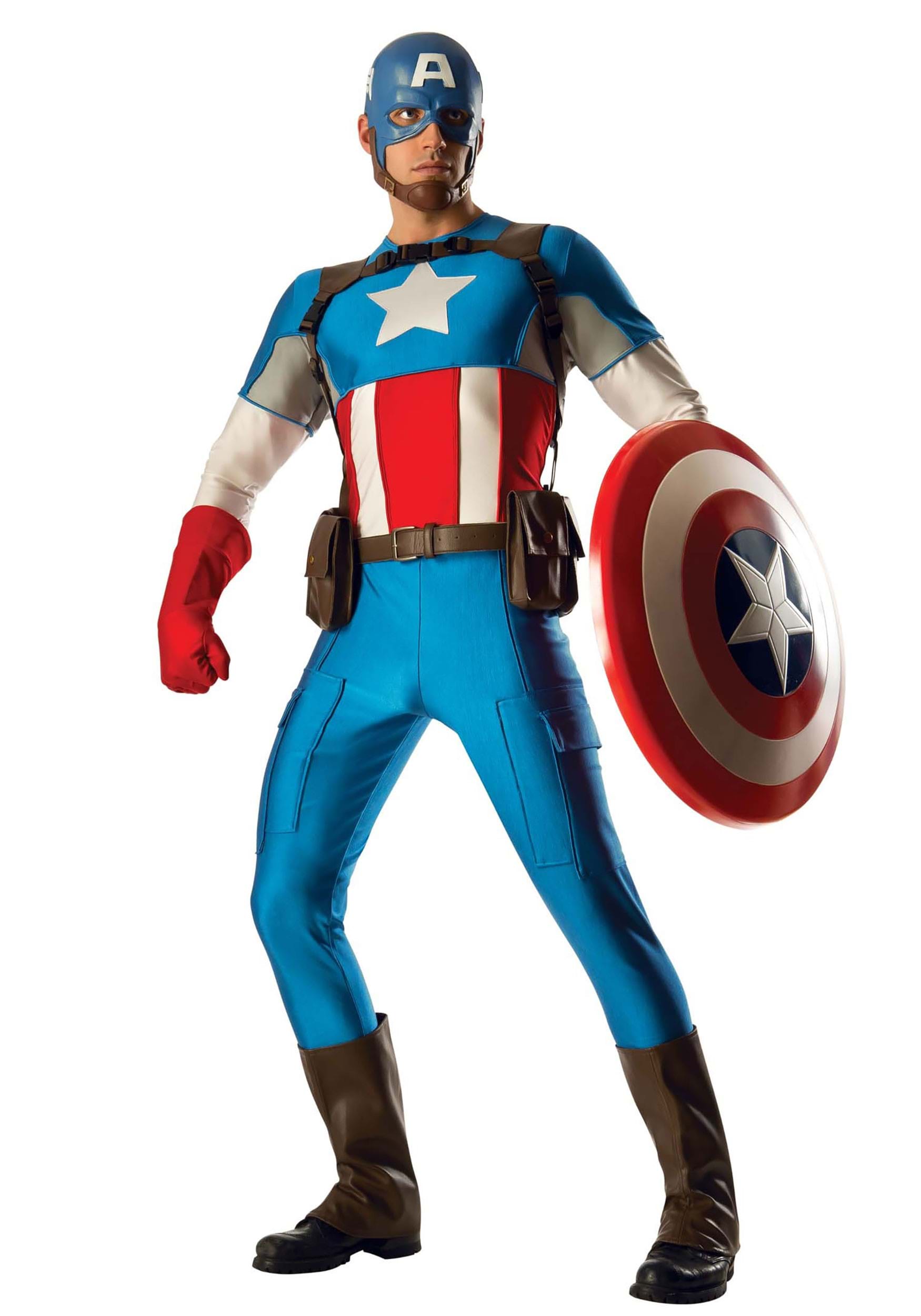 Hollywood Movie Costumes and Props: Captain America costumes from Avengers:  Endgame on display...