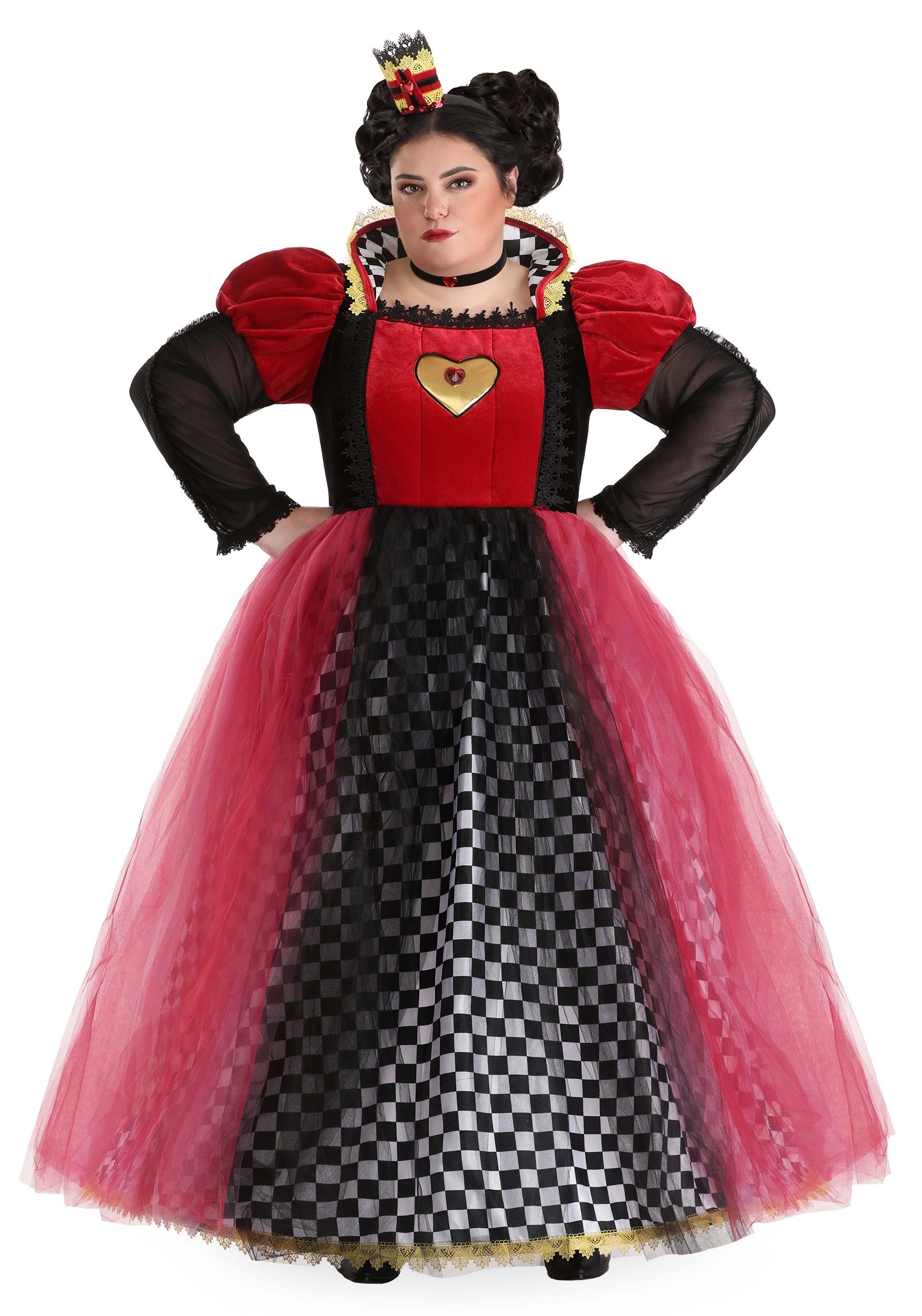 Ravishing Queen Of Hearts Fancy Dress Costume For Plus Size Women