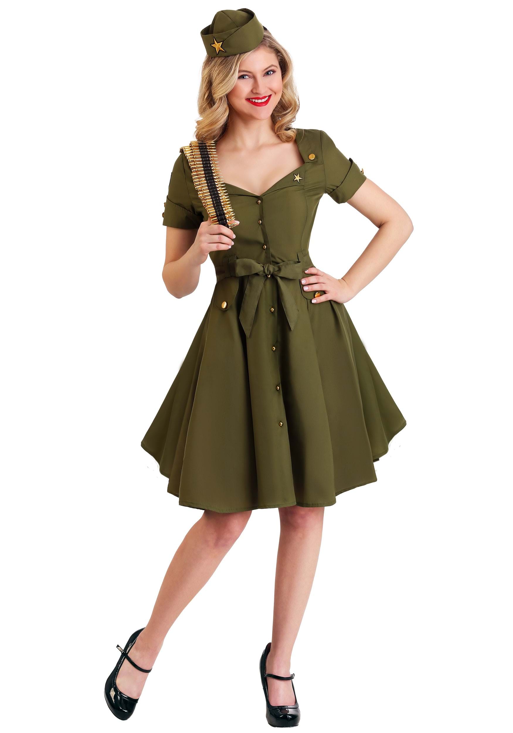 Womens Vintage Combat Cutie Army Costume