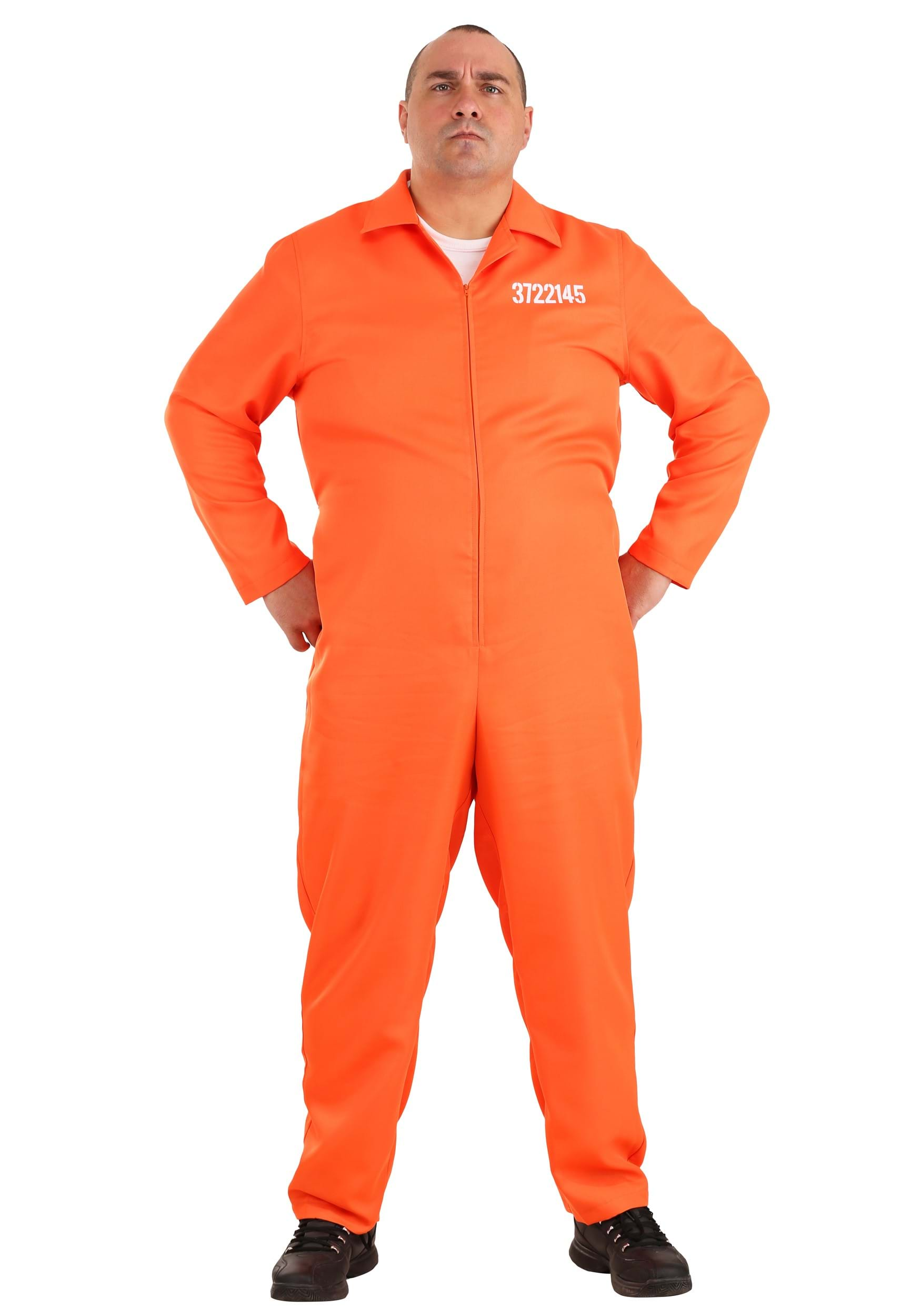 Men's Plus Size Orange Prison Jumpsuit