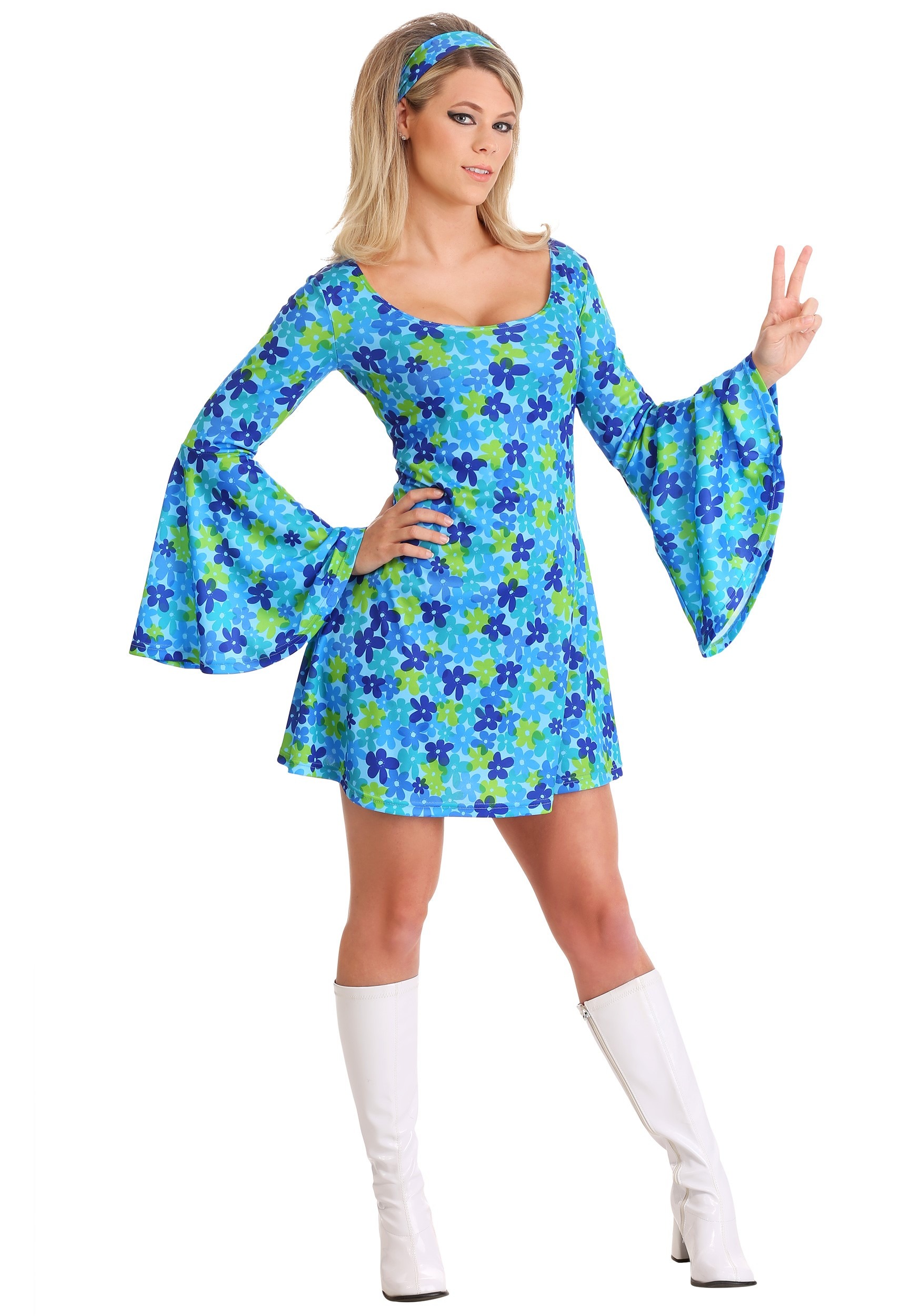 Wild Flower 70s Hippie Dress Fancy Dress Costume For Women