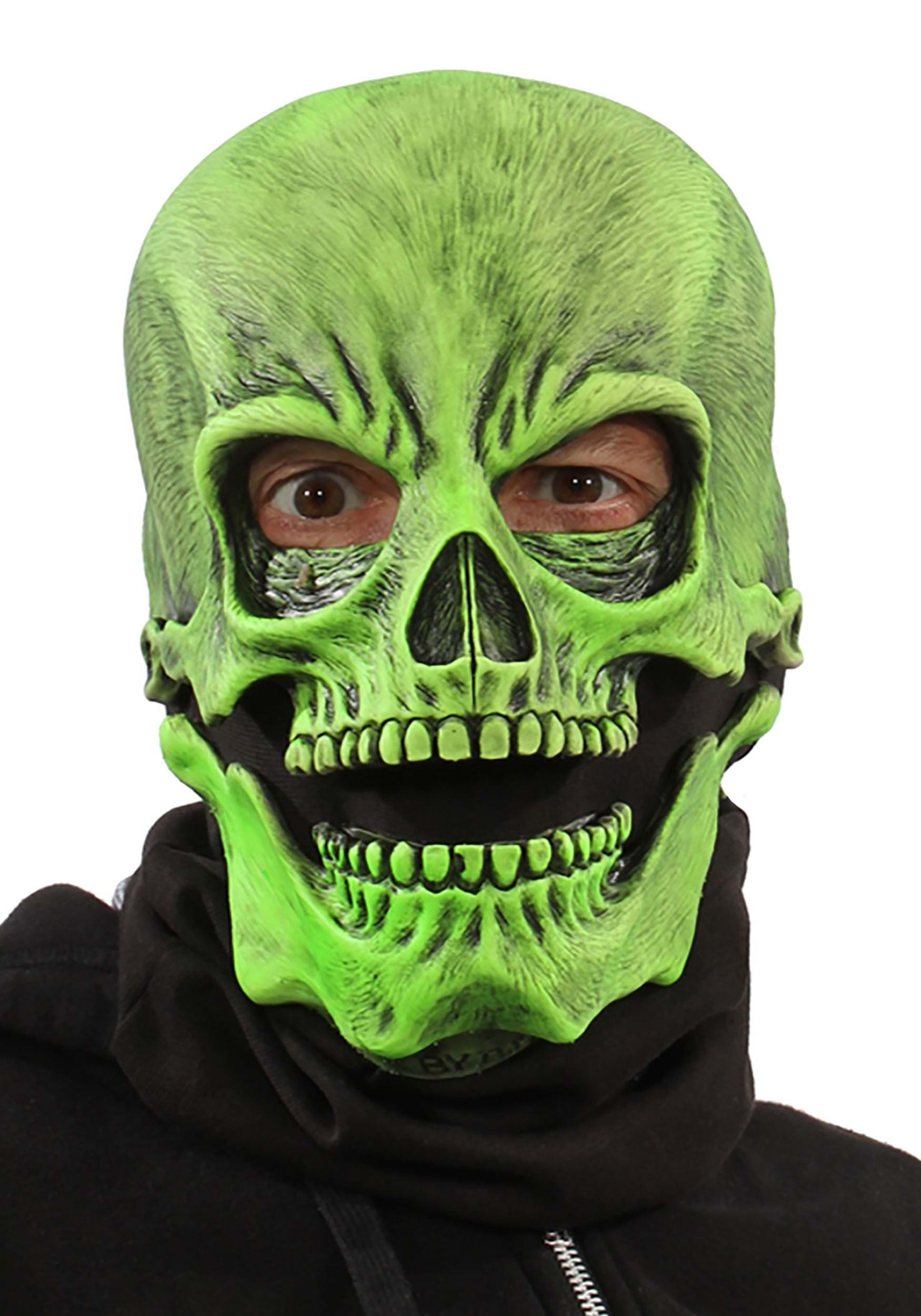 UV Green Glow Skull Mask For Adults