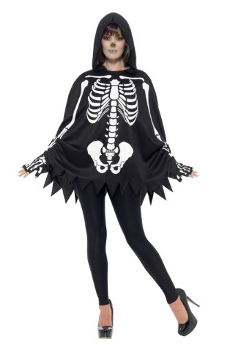 Adult Poncho Skeleton Costume