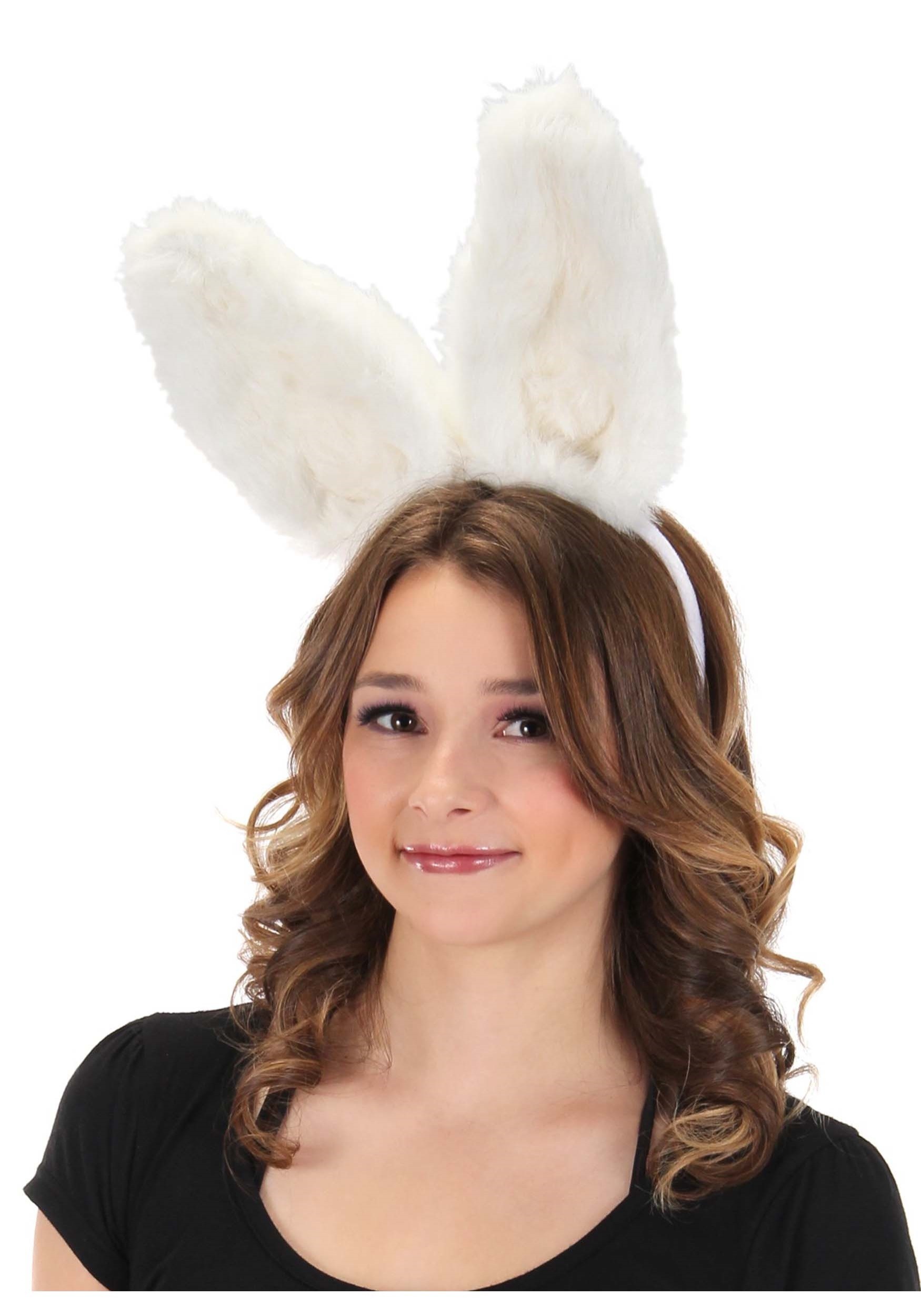 Bendable White Bunny Ears Fancy Dress Costume Headband , Fancy Dress Costume Ears