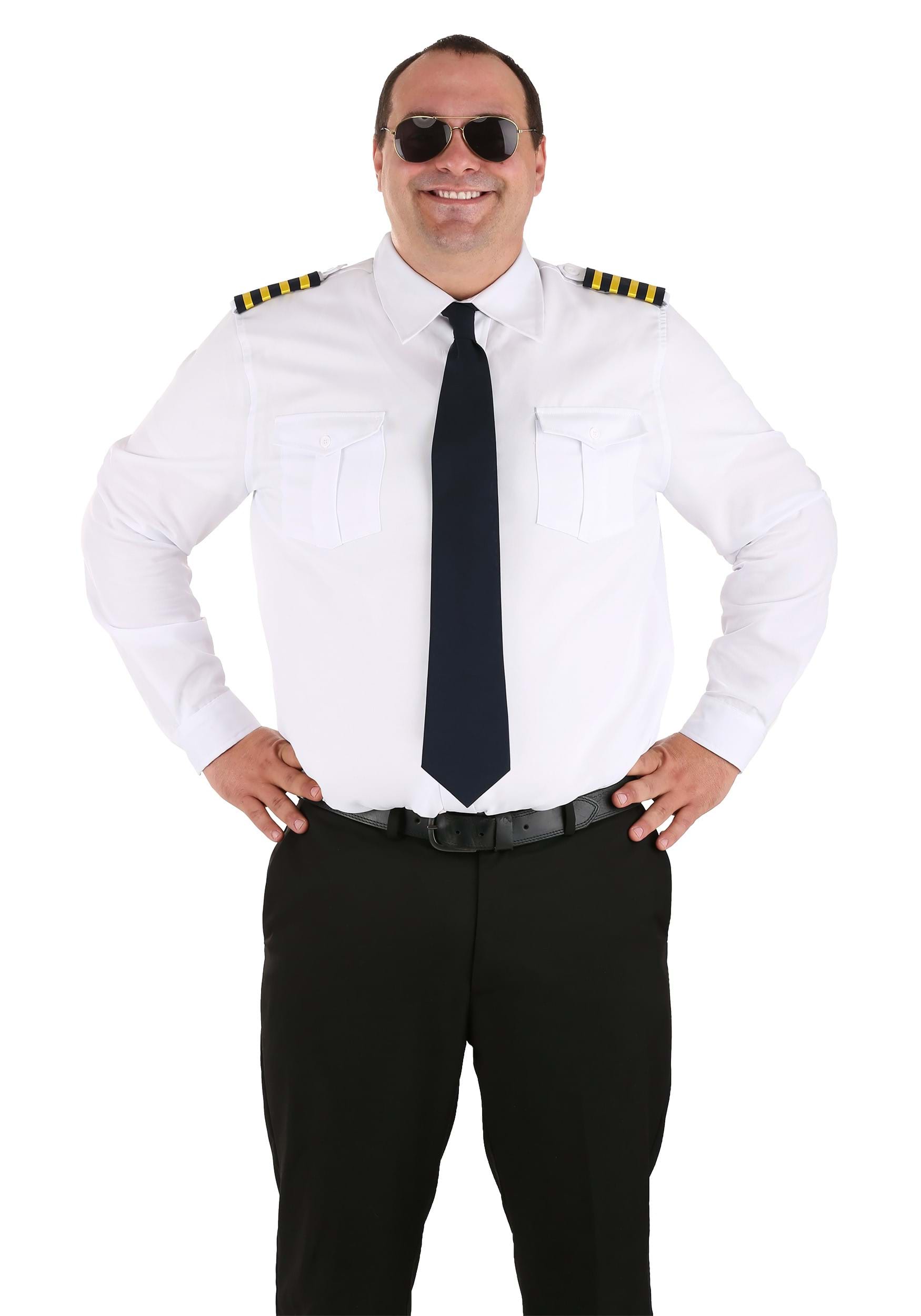 Plus Sizes Pilot Uniform Fancy Dress Costume Shirt