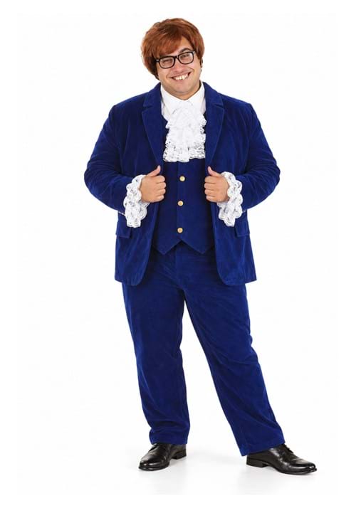 Mens Plus Size Blue Deluxe 60s Swinger Costume New Main