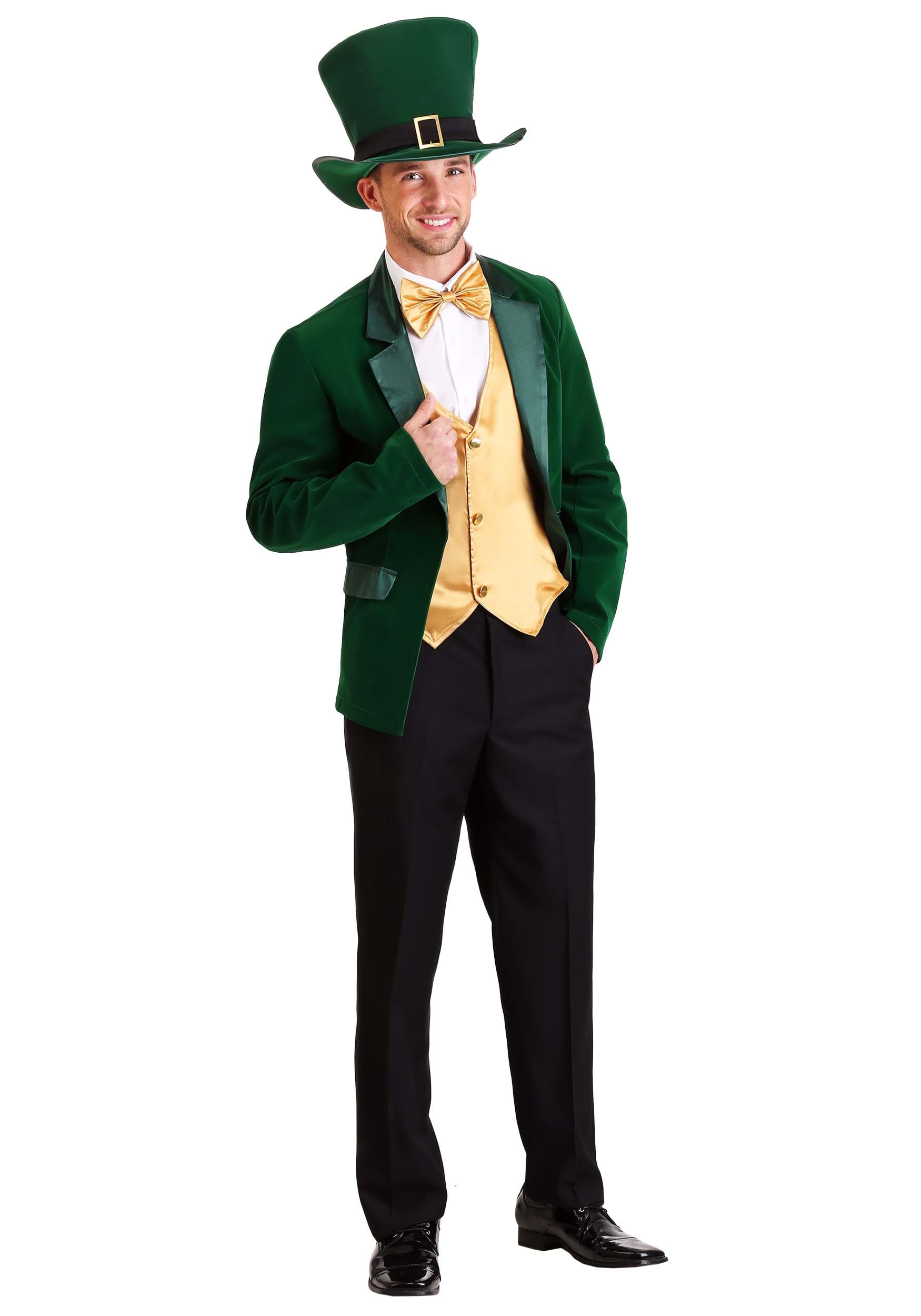 Men's Gold And Green Leprechaun Fancy Dress Costume