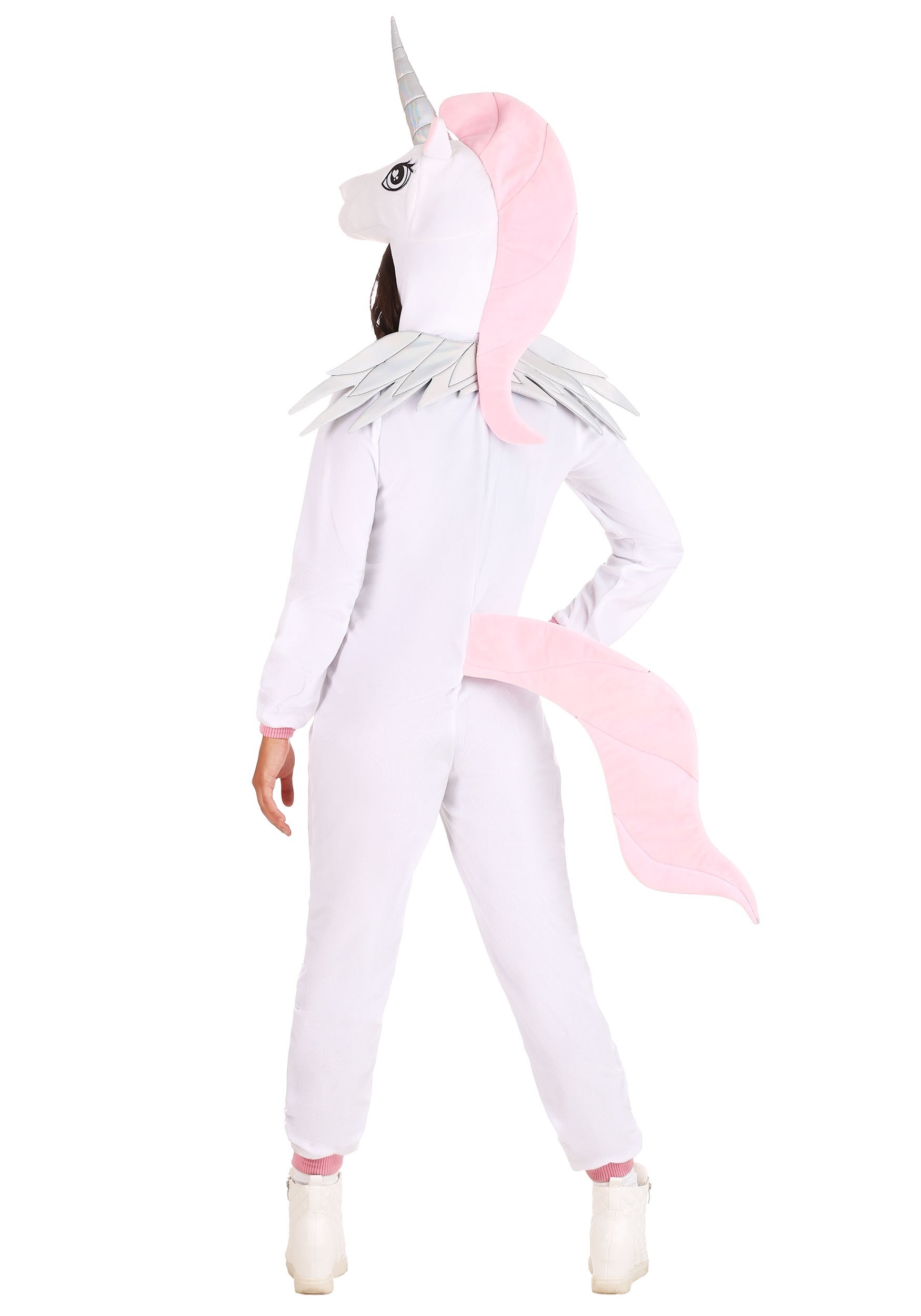 Adult Jumpsuit Fancy Dress Costume Unicorn , Exclusive W/ Hooded Jumpsuit