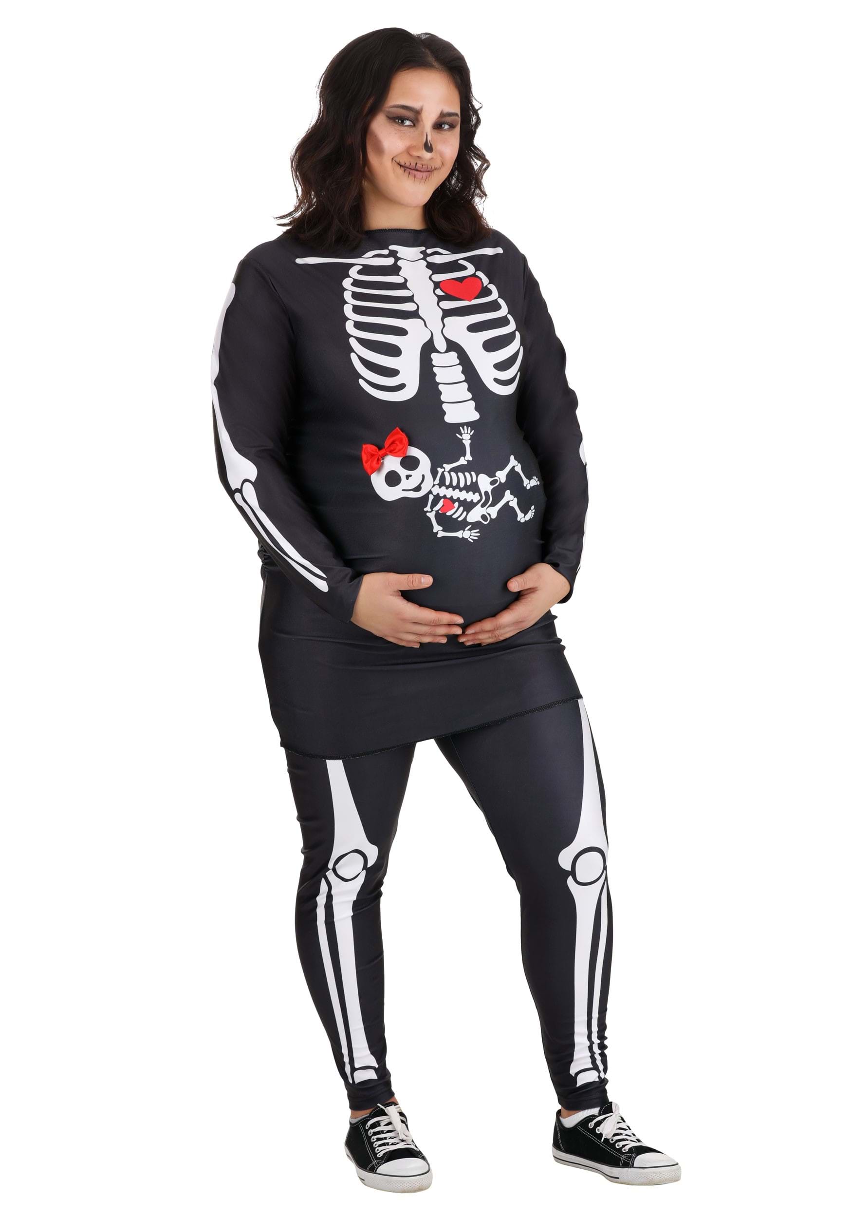 Women's Plus Size Maternity Skeleton Fancy Dress Costume