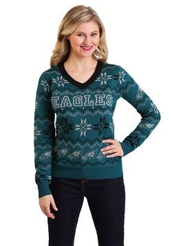 Philadelphia Eagles Womens Light Up V-Neck Bluetooth Sweater