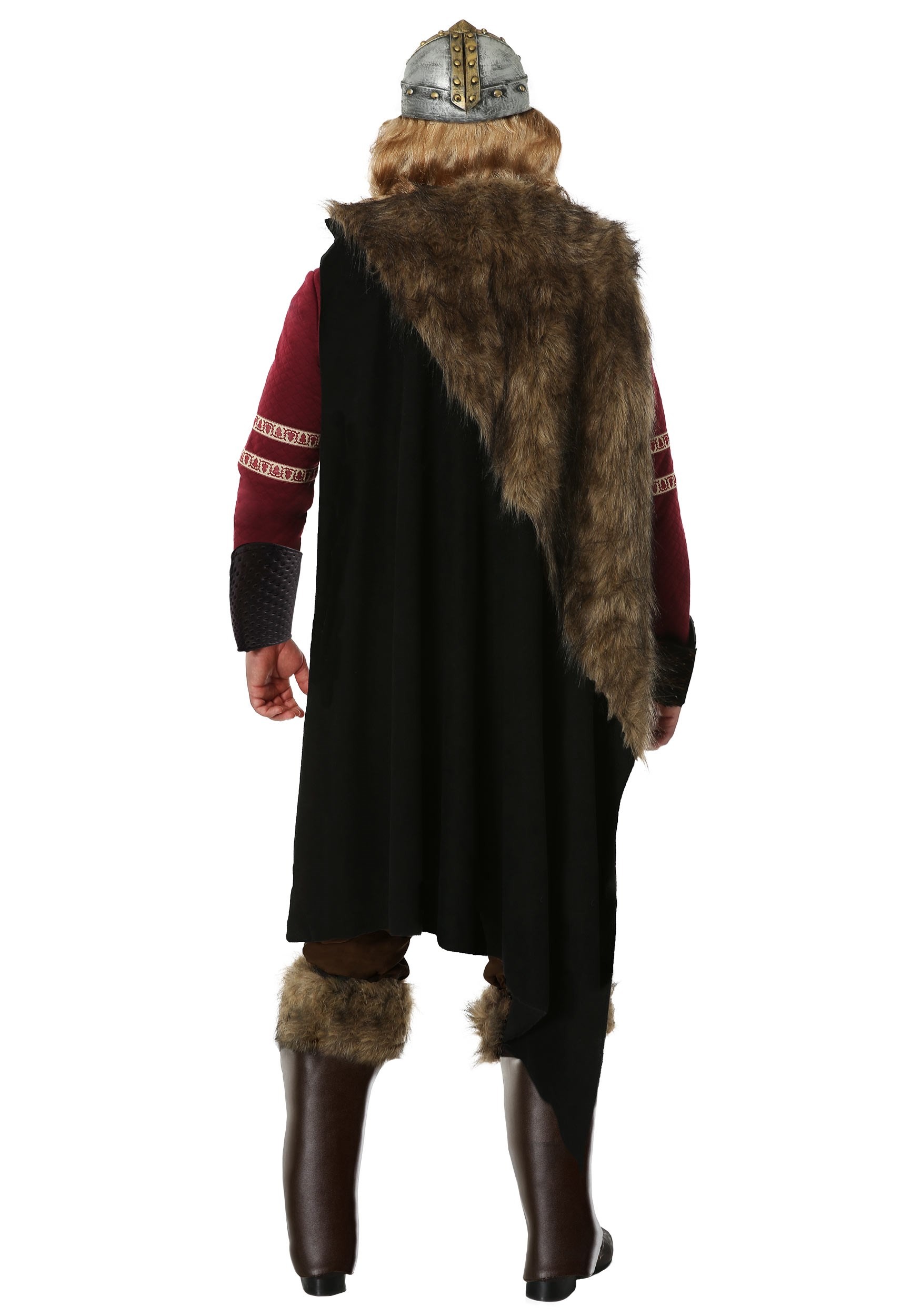 Men's Plus Size Burgundy Viking Fancy Dress Costume