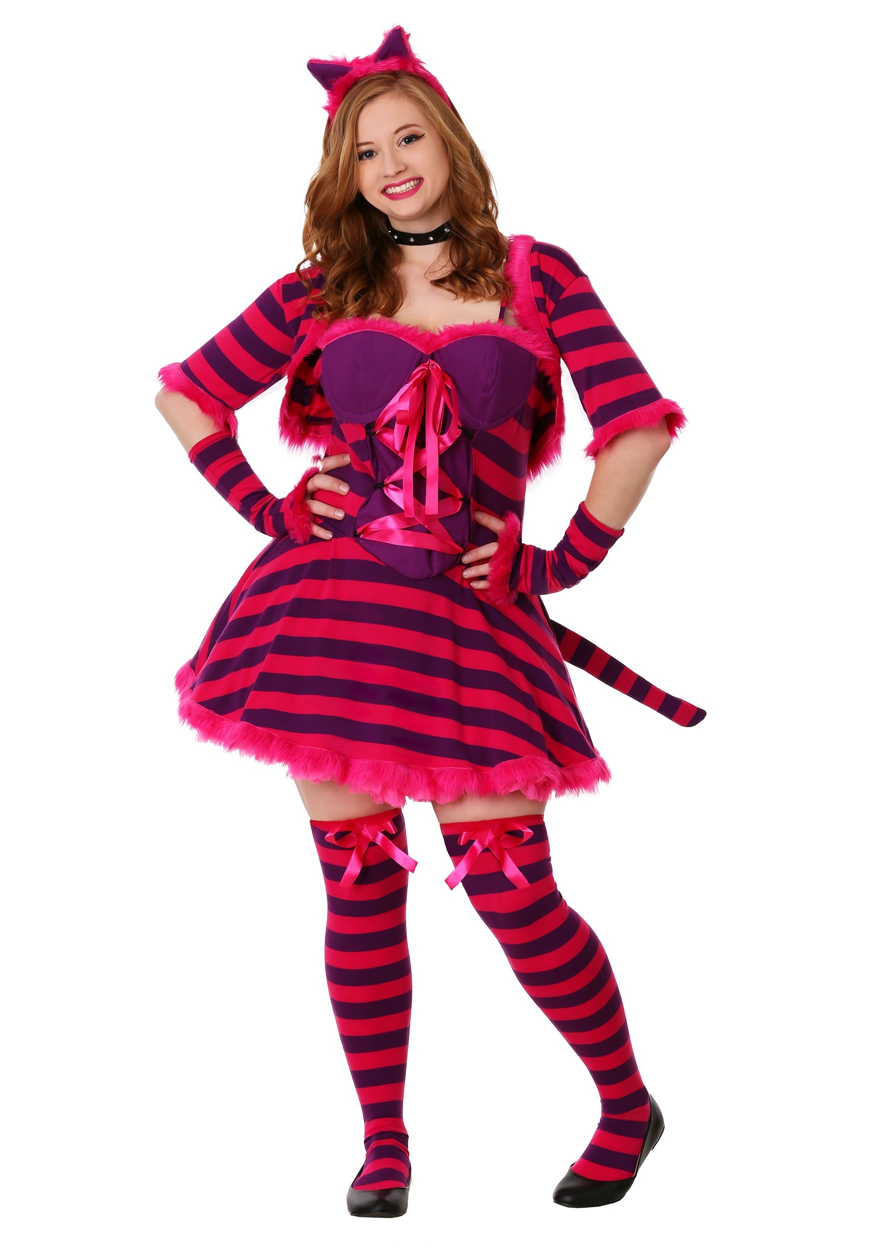 Plus Size Sexy Wonderland Cat Fancy Dress Costume , Cheshire Cat Fancy Dress Costume For Women