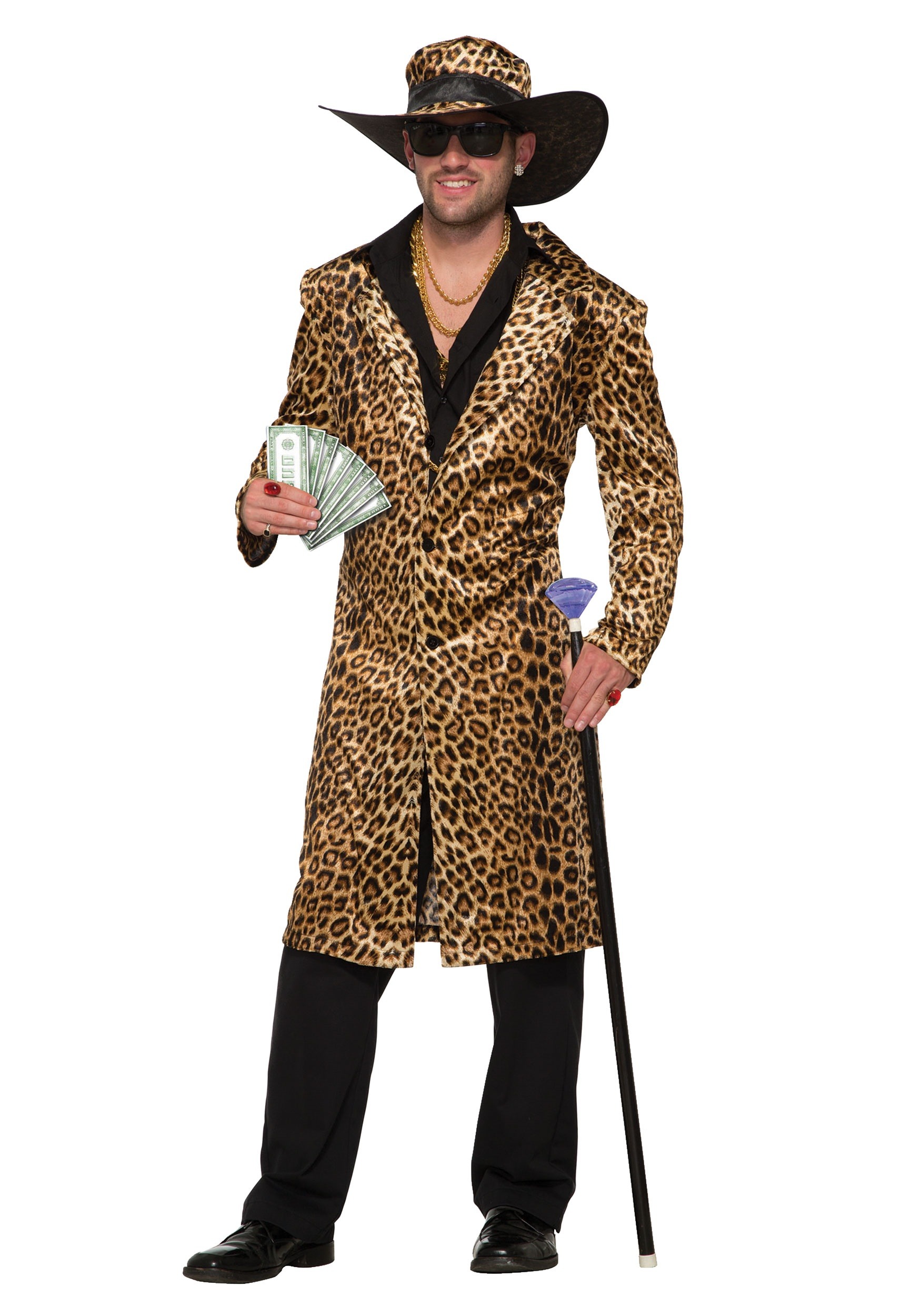 Men's Funky Leopard Pimp Fancy Dress Costume